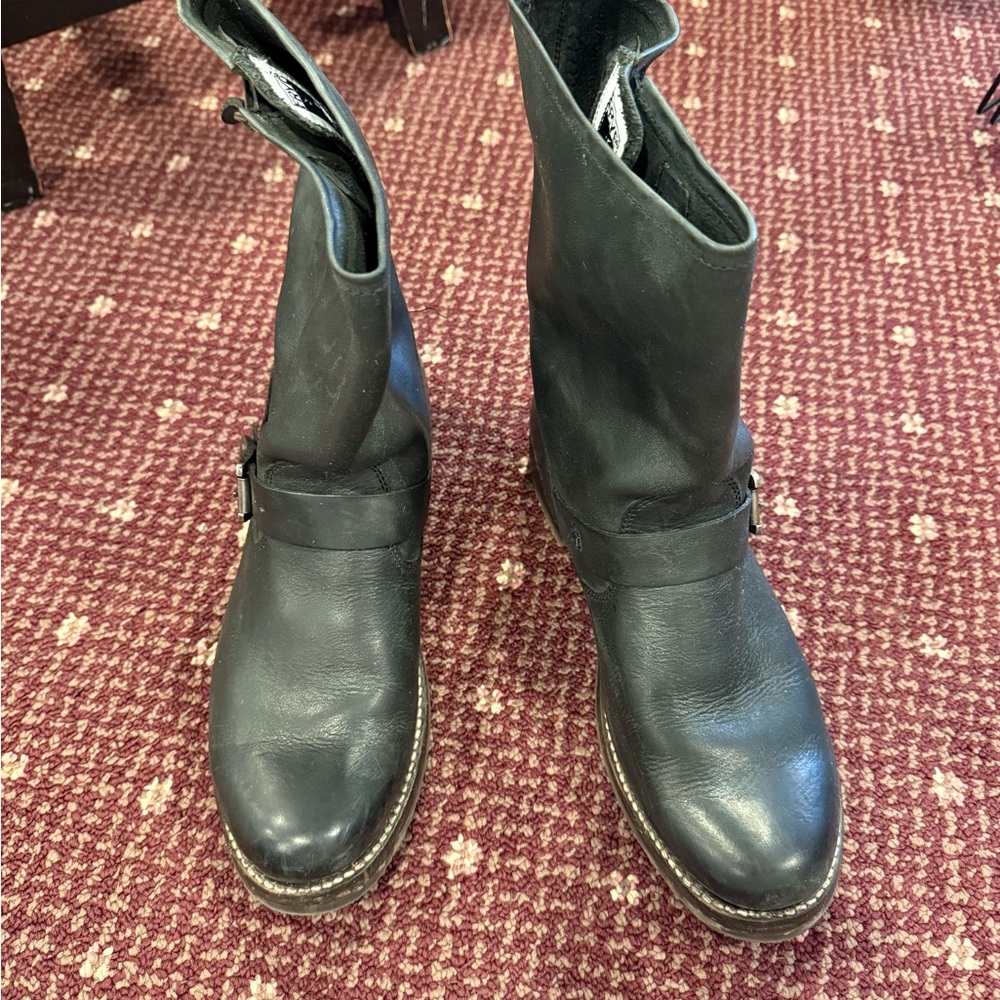 Frye Dark Leather Moto Boots